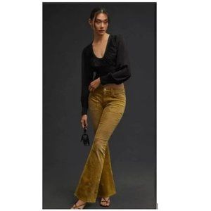 The Icon Flare Corduroy Jeans from Anthropologie in Chartreuse - Size 28